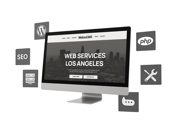 Web Design Services Los Angeles Showing illustration of web design services offered in Los Angeles CA